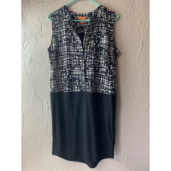 Joe Fresh Dress Sleeveless Size Medium Black White Checkered Upper V Neck - Picture 1 of 3